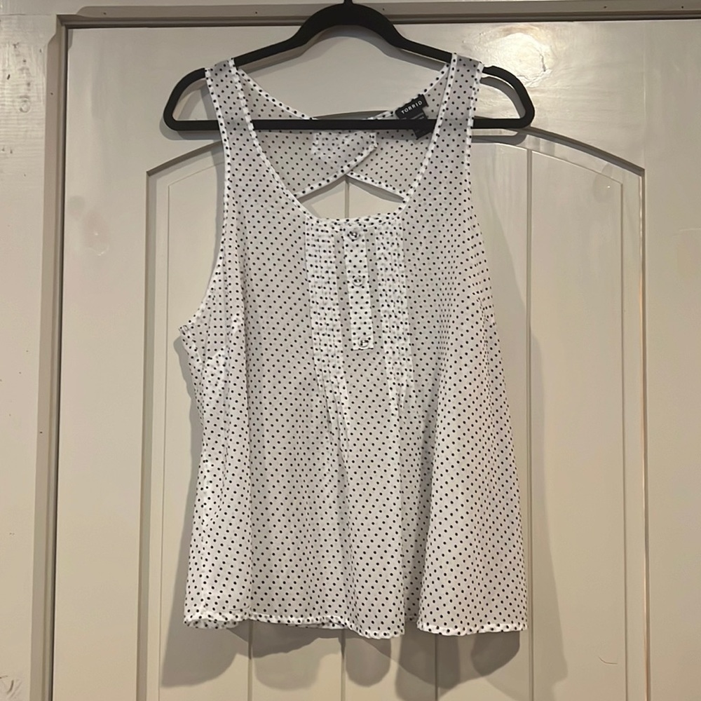 Torrid sheer polka dot tank top, gently used condition.